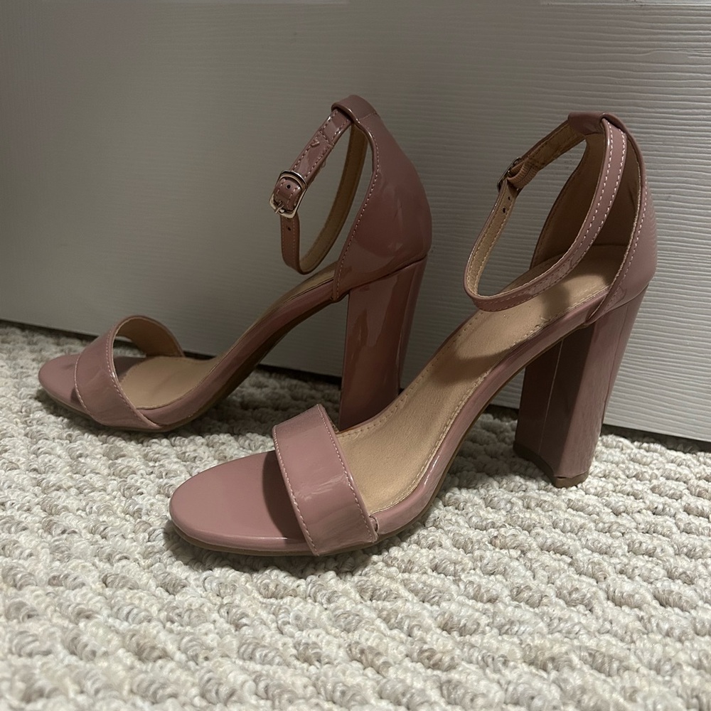 Patent Leather Mauve Block Heels